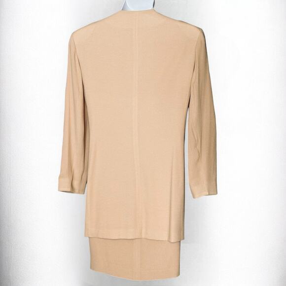 Vintage 80s Jones New York Dress Jacket Set Sz 16 Champagne Mother of Bride Glam - Picture 9 of 12